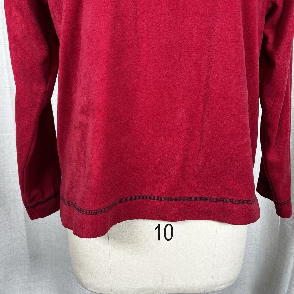 Oscar de La Renta Womans Size Large Red Sweatshirt Velvet Pullover Crew Neck - Picture 3 of 8